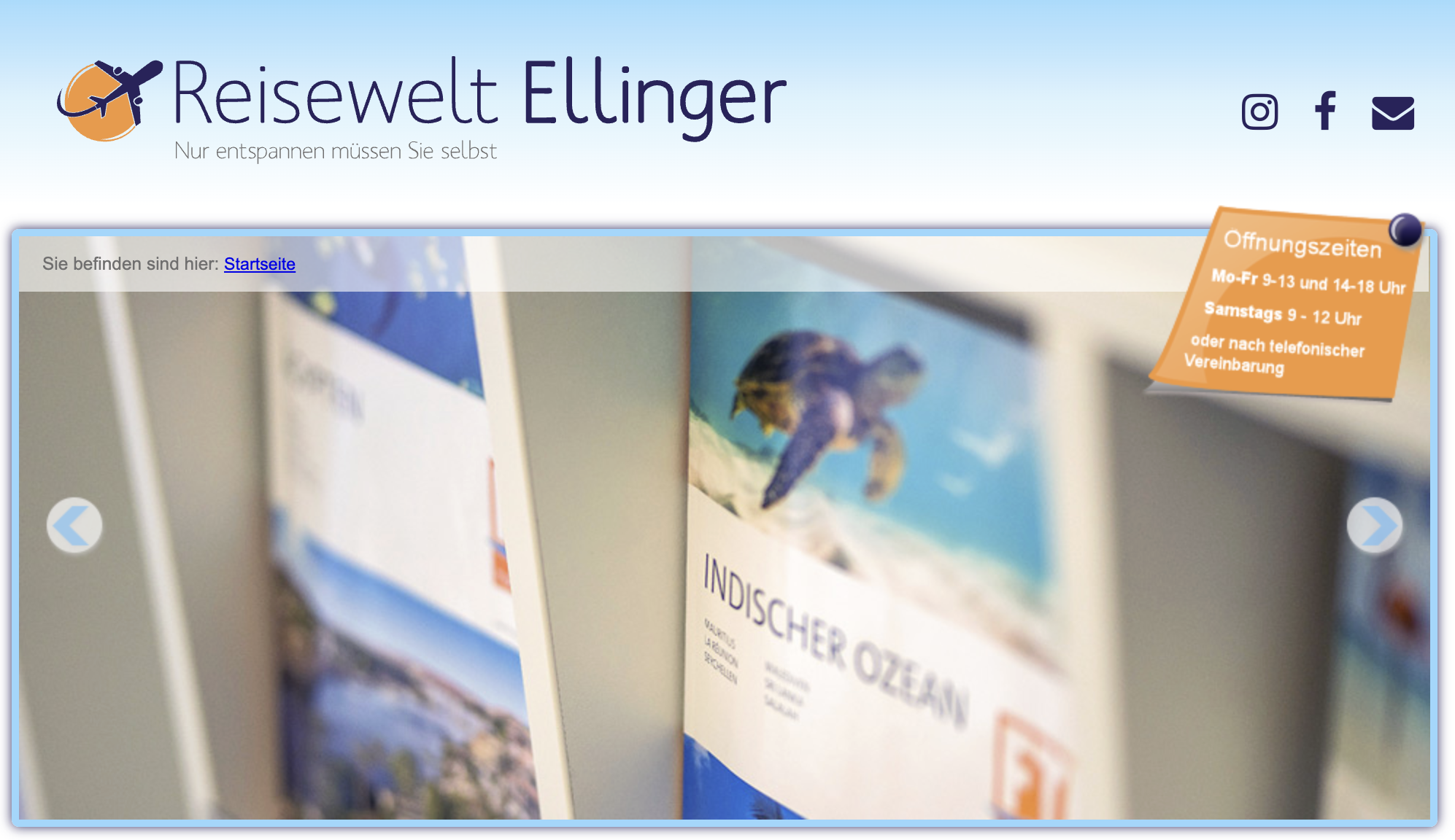 Homepage von Reisewelt Ellinger